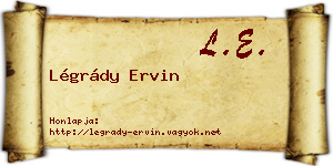 Légrády Ervin névjegykártya